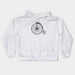 High wheel bicycle cartoon illustration Kids Hoodie